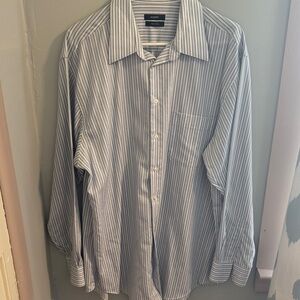 Alfani Men's Classic Blue and White Striped Dress Shirt